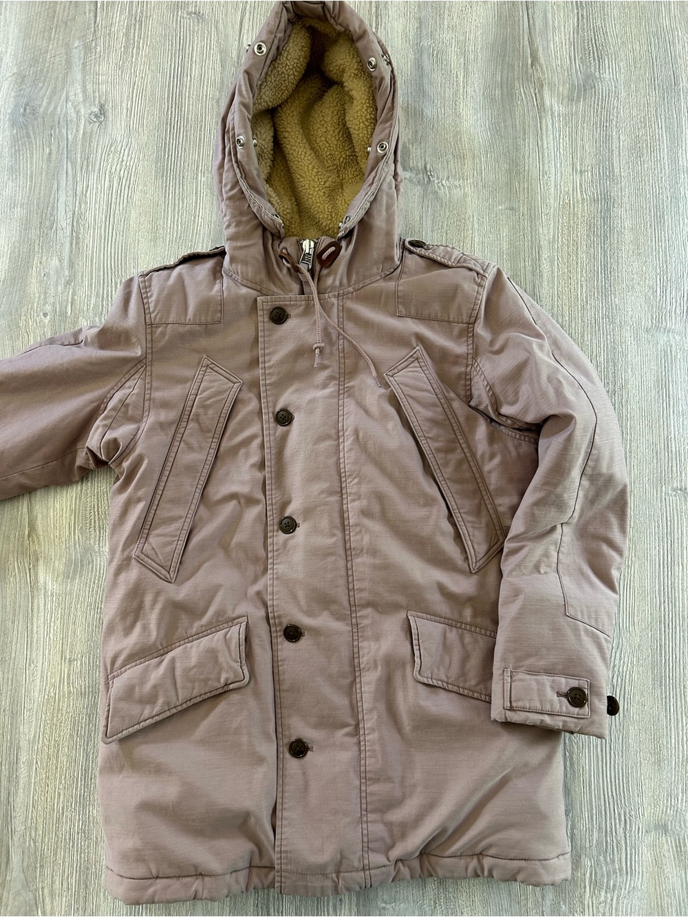 J.Crew Burbridge Parka Winter Coat Small Dusty Rose Thermore Thermal No Hood Fur
